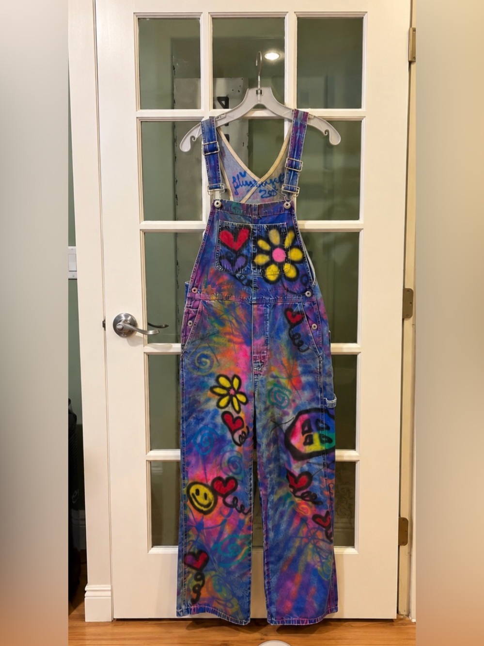 Gap Y2K Colorful 2003 Overalls with Heart & Flower Graphics Sz S